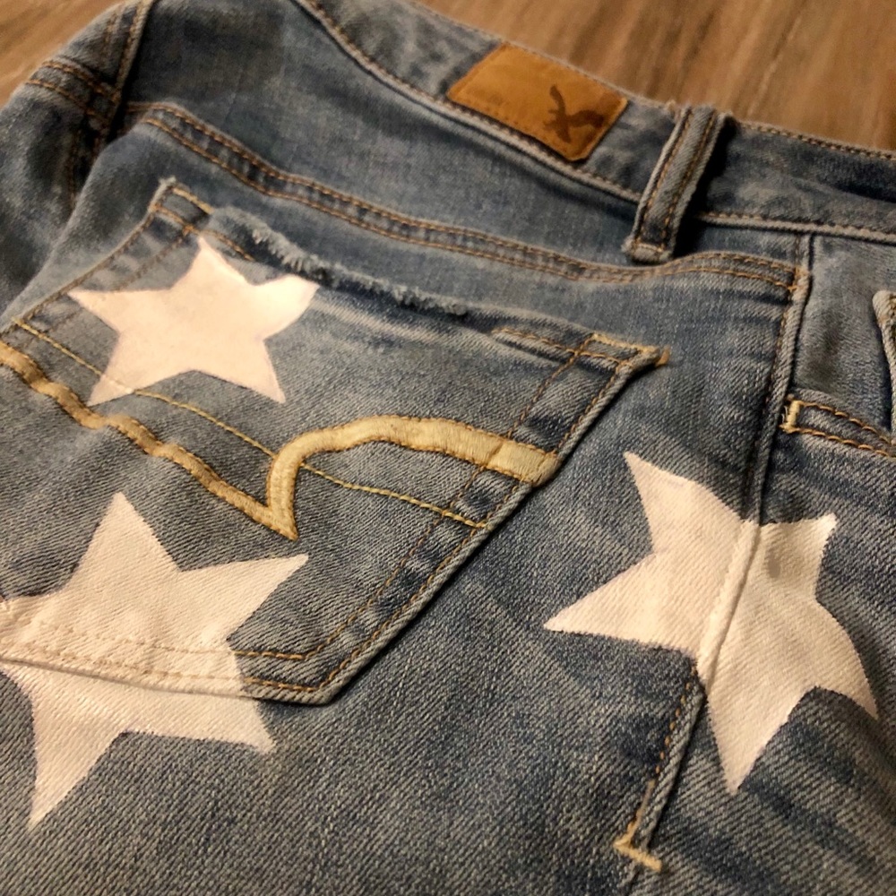 American Eagle Flares Hand painted stars